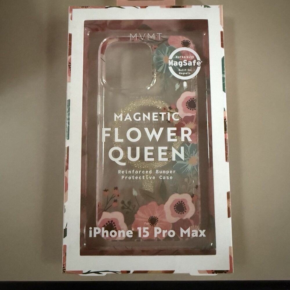 MVMT iPhone 15 Pro Max Magnetic Magsafe Flower Queen Reinforced Bumper Case New